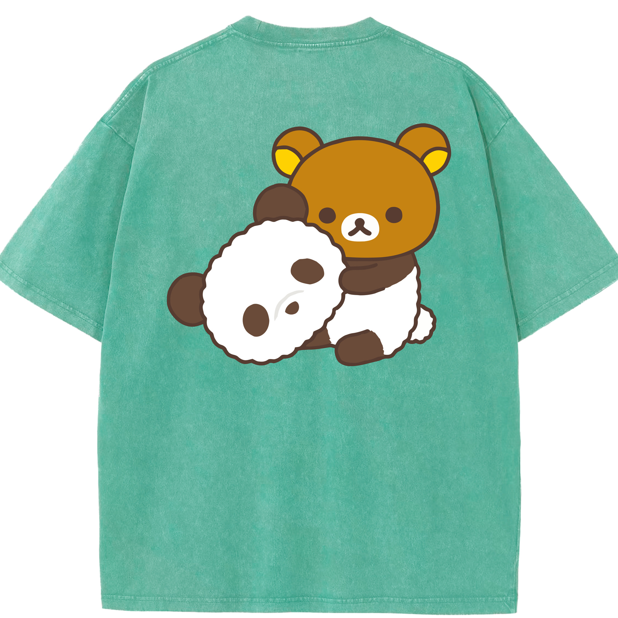 （画像用） リラックマ リラックマ キイロイトリ Rilakkuma Korilakkuma Kiiroitori 綿100% ヴィンテージ風 半袖Tシャツ（背面プリント）